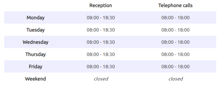 Opening Times